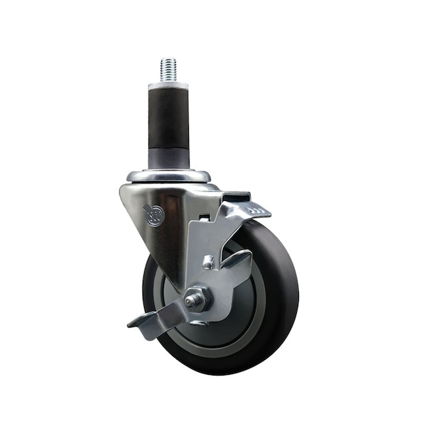 4'' Thermoplastic Rubber Swivel 1-1/4'' Expanding Stem Caster with Brake